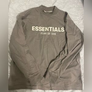 Fear of God Essentials Taupe logo long sleeve t-shirt